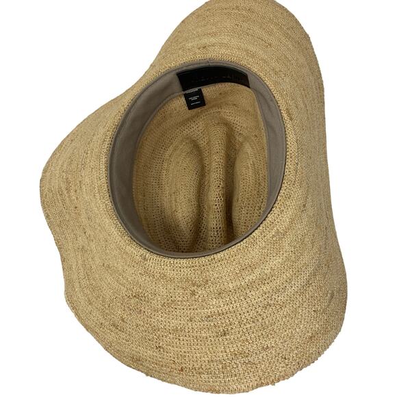 Janessa Leone 100% Raffia Straw Hat Womens Sz Medium Natural Tan - Picture 5 of 6